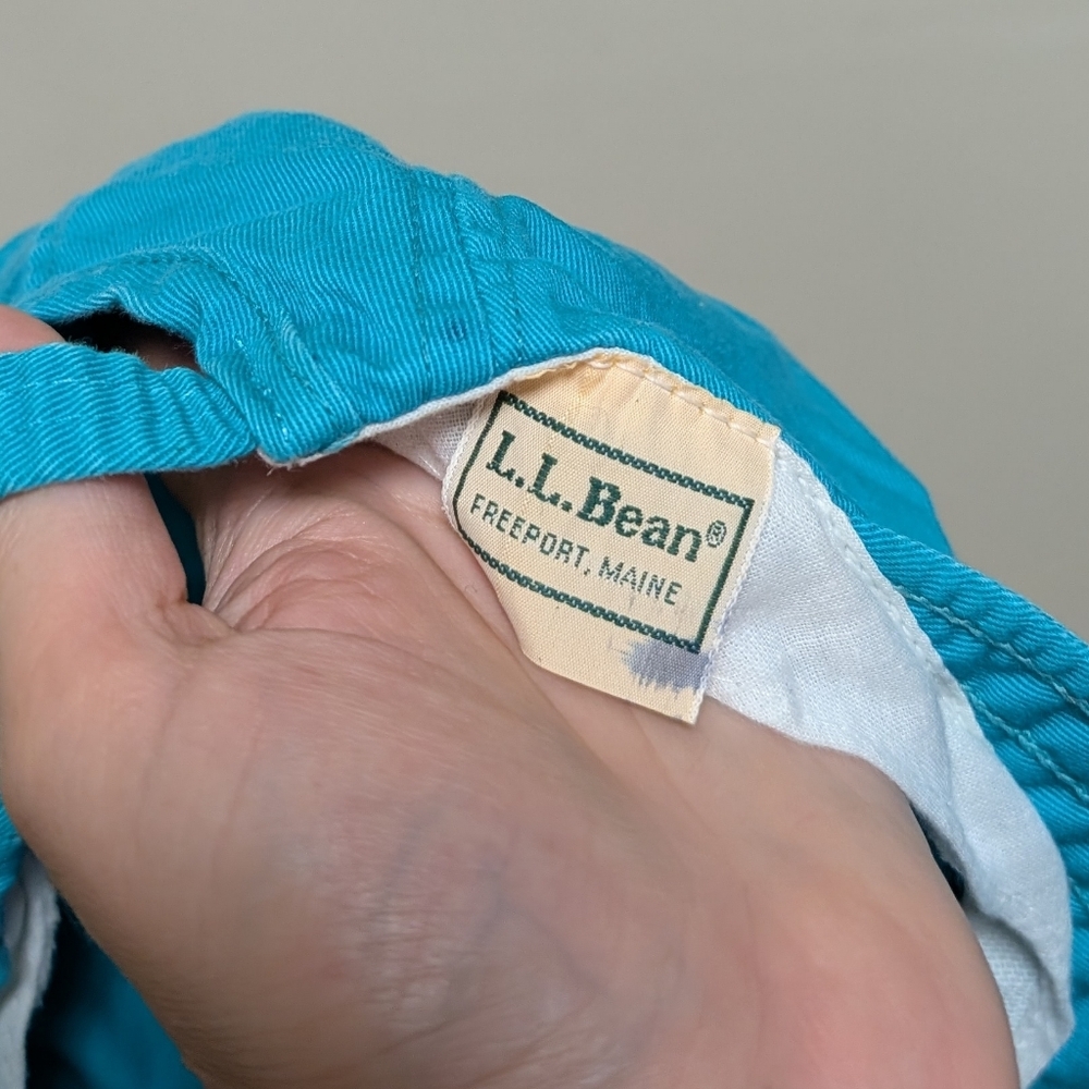 Vintage L.L.Bean Teal Canvas Camp Hat Made in USA Elastic Back - Picture 3 of 6